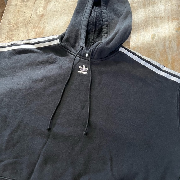 Adidas Originals Womens Cropped Hoodie {Blk/Wht} L - Picture 10 of 11